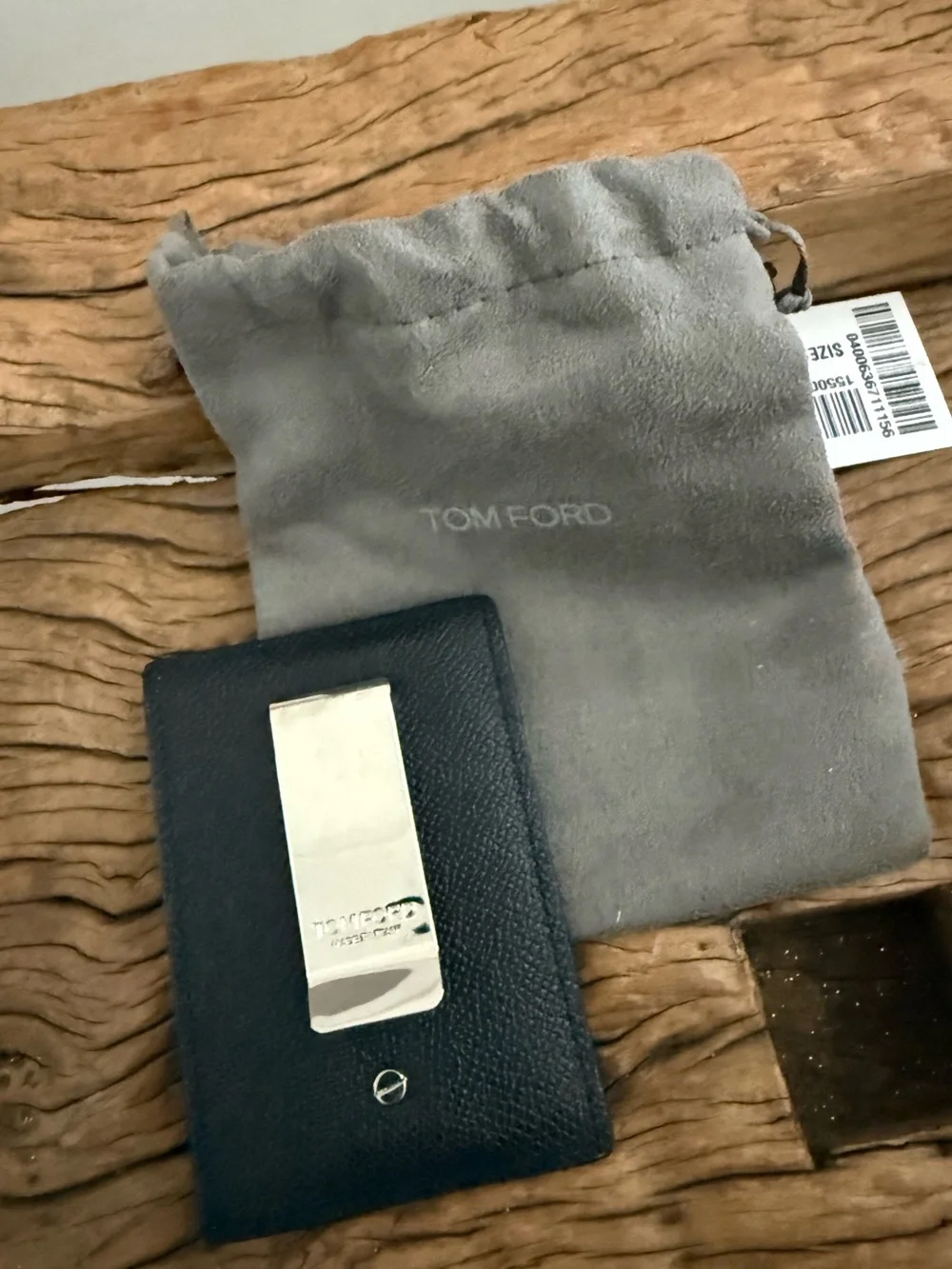 TOM FORD Black Leather Card Case with TF Logo